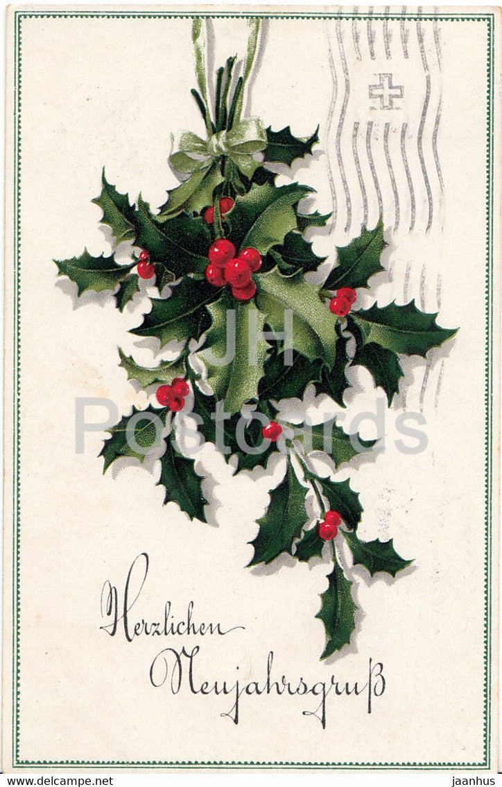 New Year Greeting Card - Herzlichen Neujahrsgruss - old postcard - 1918 - Germany - used - JH Postcards