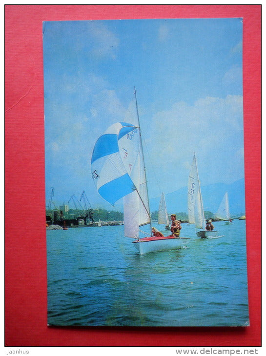 yacht at sea - sailing boat - Tuapse - 1976 - Russia USSR - unused - JH Postcards