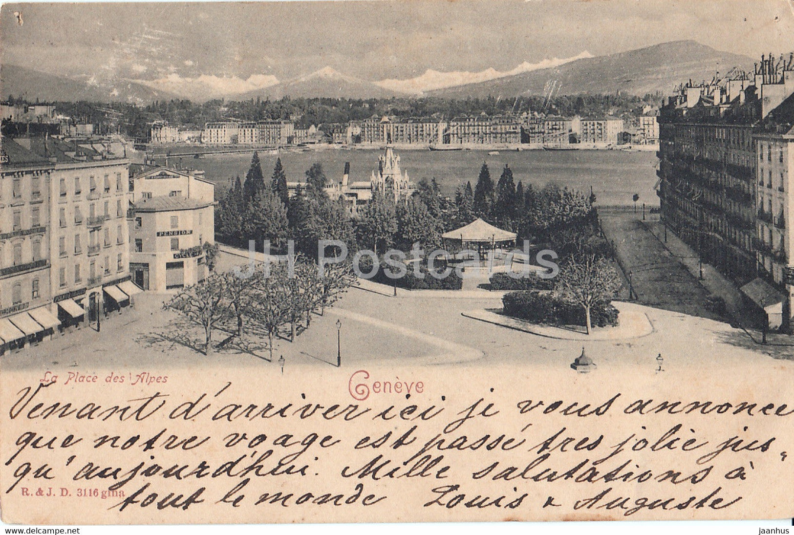 Geneve - Geneva - La Place des Alpes - 3116 - old postcard - 1902 - Switzerland - used - JH Postcards