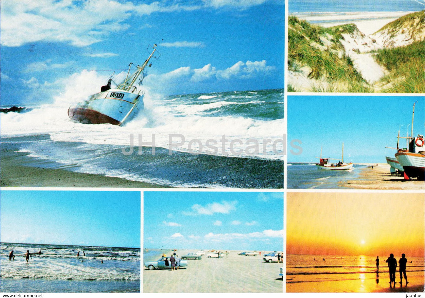 Vesterhavet - The North Sea - sea - beach - boat - ship - multiview - 1993 - Denmark - used - JH Postcards