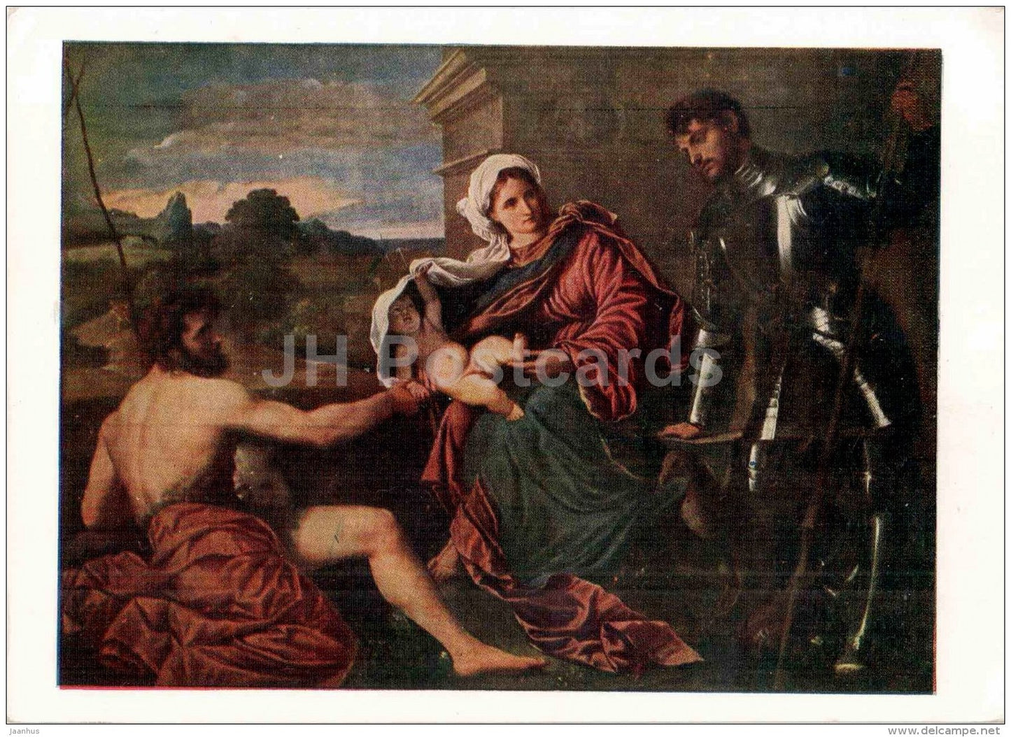 painting by Paris Bordone - Madonna and Child with Saint John the Baptist - Italian art - 1957 - Russia USSR - unused - JH Postcards