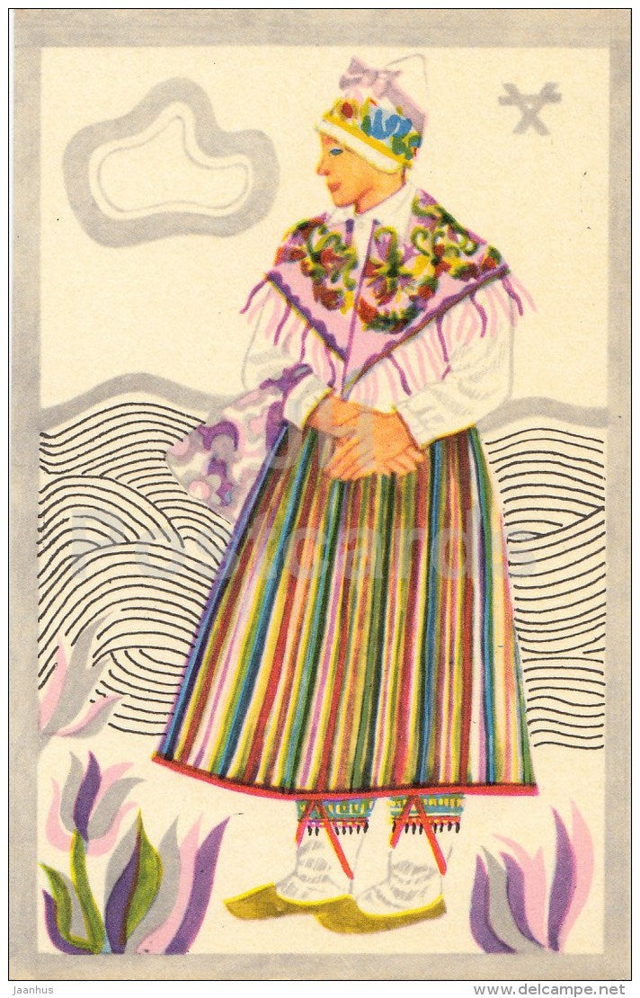 Kihnu Island - Folk Costumes of Estonian Islands - national costumes - 1973 - Estonia USSR - unused - JH Postcards