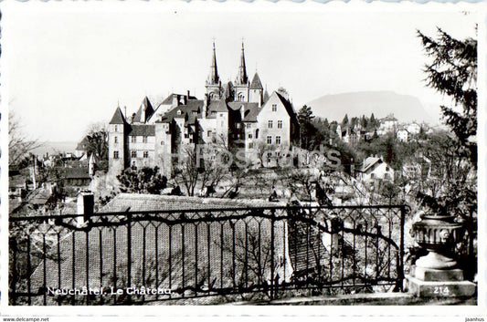 Neuchatel - Le Chateau - castle - 214 - old postcard - Switzerland - used - JH Postcards