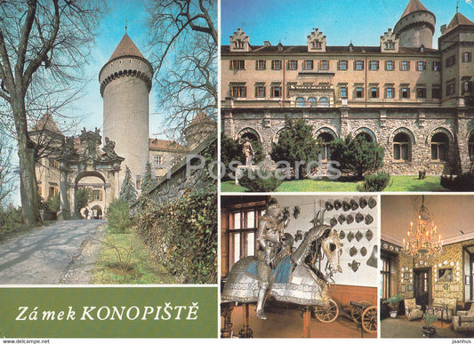 Konopiste zamek - castle - knight's armor - multiview - 1984 - Czechoslovakia - Czech Republic - used - JH Postcards