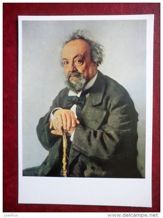 painting by Ilya Repin , Portrait of the writer Alexei Pisemsky , 1880 - russian art - unused - JH Postcards