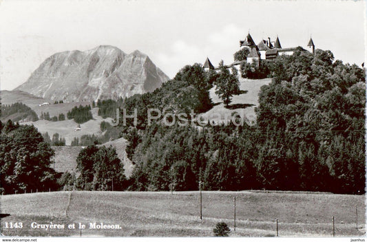 Gruyeres et le Moleson - 1143 - old postcard - 1953 - Switzerland - used - JH Postcards