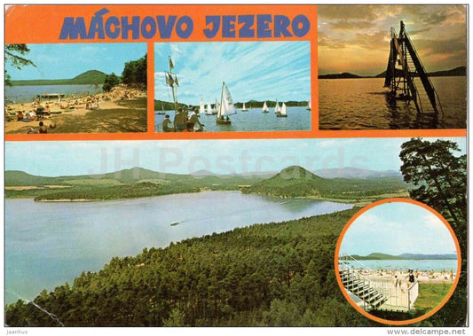 beach Klucek - sailing Regatta - beach in Doksech - Machovo Jezero - Czechoslovakia - Czech - used 1978 - JH Postcards