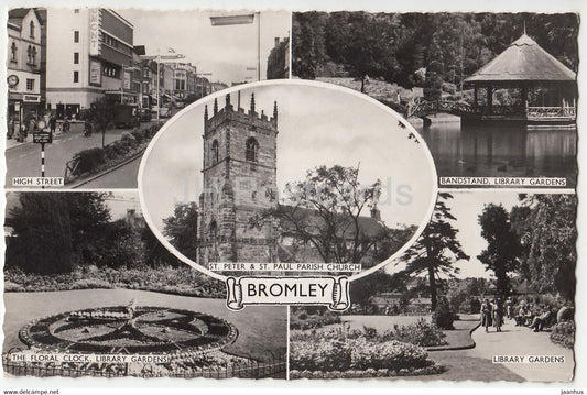 Bromley - High Street - Bandstand - Library Gardens - church - 1961 - United Kingdom - England - used - JH Postcards