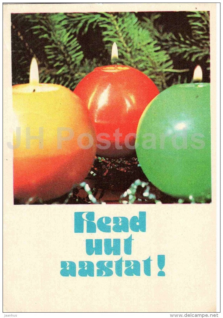 New Year Greeting Card - candles - 1978 - Estonia USSR - used - JH Postcards