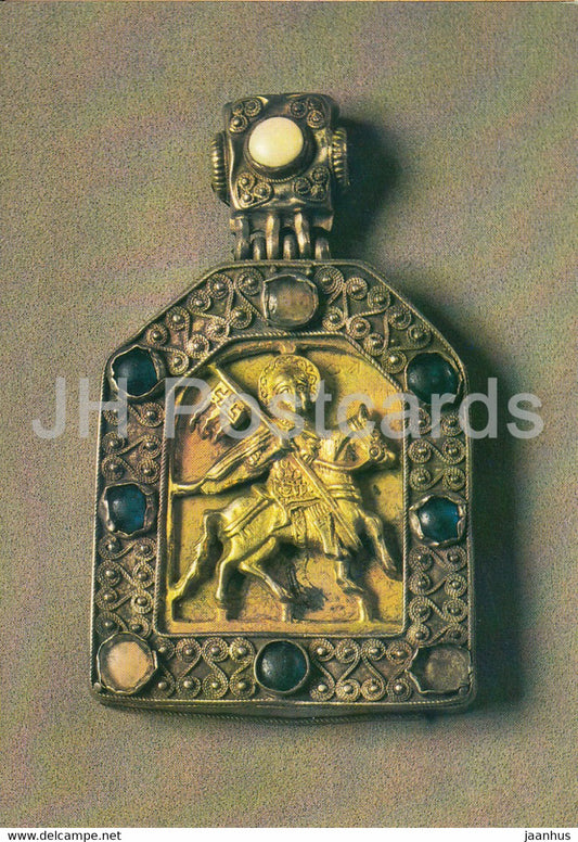 Gold and Silverwork in old Russia - Pectoral Icon showing St. George, 14th century - 1983 - Russia - USSR - used - JH Postcards