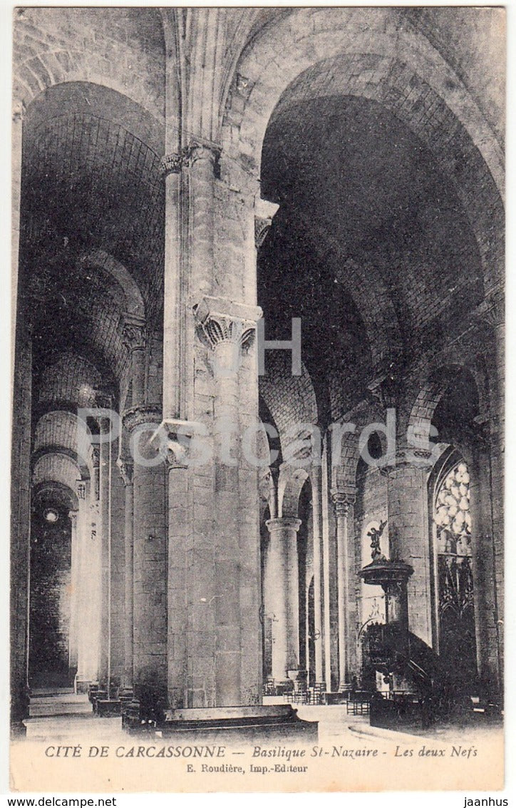 Cite de Carcassonne - Basilique St Nazaire - Les deux Nefs - church - old postcard - France - unused - JH Postcards