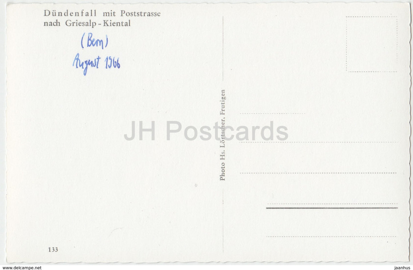 Dundenfall mit Poststrasse nach Griesalp  - Kiental - waterfall - 133 - Switzerland - 1966 - used