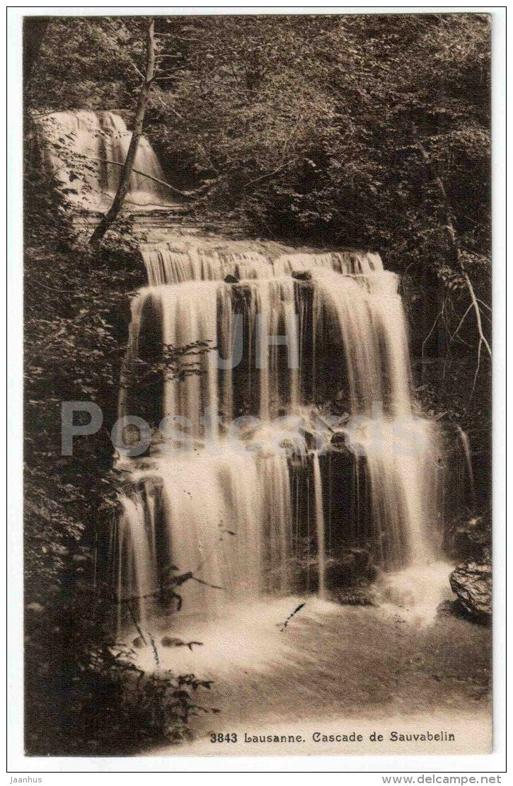 Lausanne Cascade de Sauvabelin - 3843 - Switzerland - sent from Germany Lichtental to Estonia Tsarist Russia Reval 1910 - JH Postcards