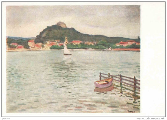 painting by Albert Marquet - Sailboat in Porquerolles , 1939  - french art - unused - JH Postcards