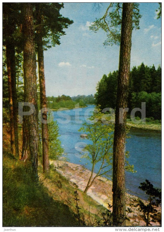 view of the river Ogre - 2 - Ogre - old postcard - Latvia USSR - unused - JH Postcards