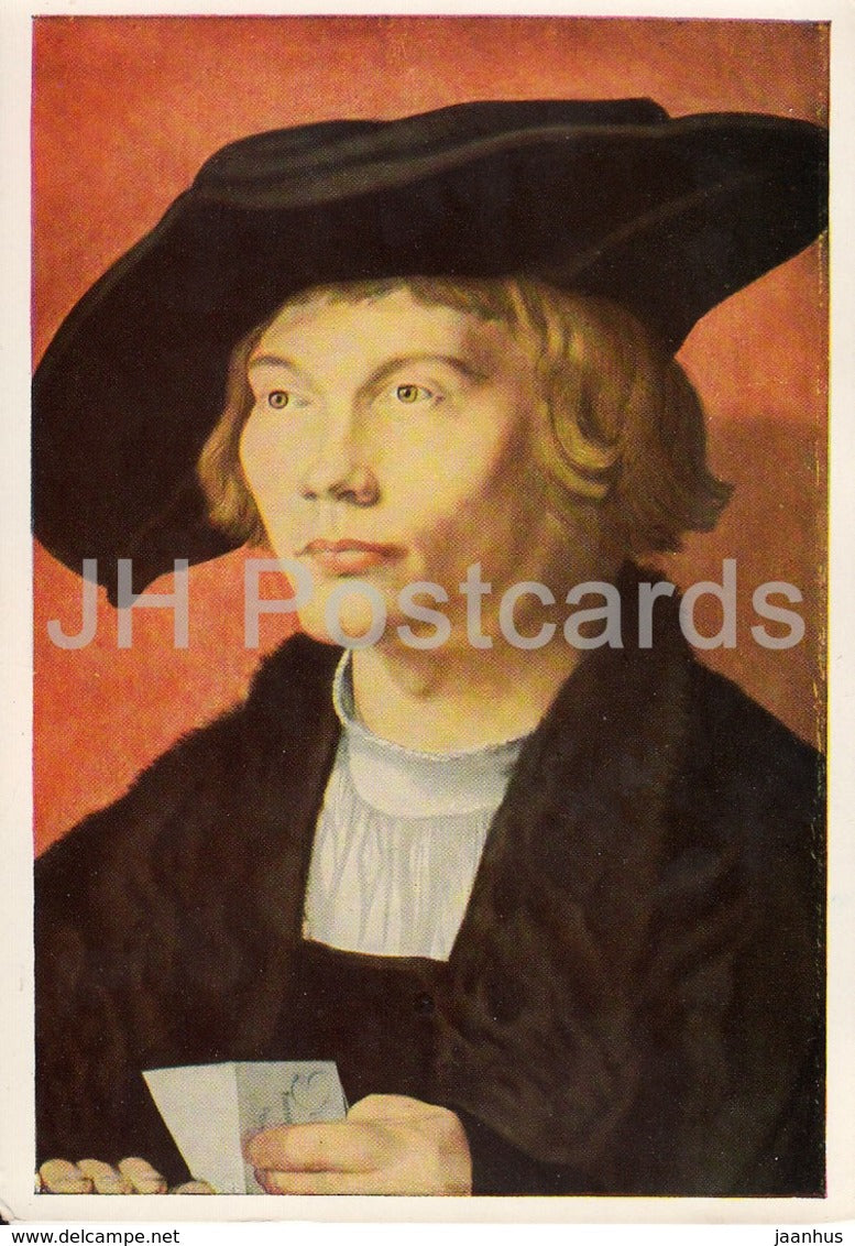 painting by Albrecht Durer - Bildnis eines Junges Mannes - Young Man - German art - Germany DDR - unused - JH Postcards