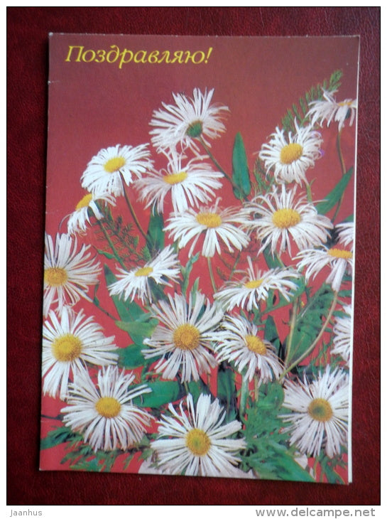 Greeting card - flowers - 1989 - Russia USSR - used - JH Postcards