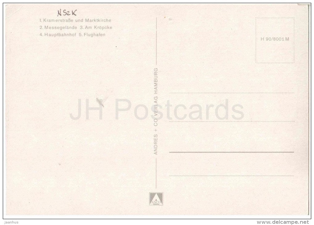 Kramerstrasse und Marktkirche - Messegelände - Am Kröpcke - Hauptbahnhof - Flughafen - Hannover - Germany - unused - JH Postcards