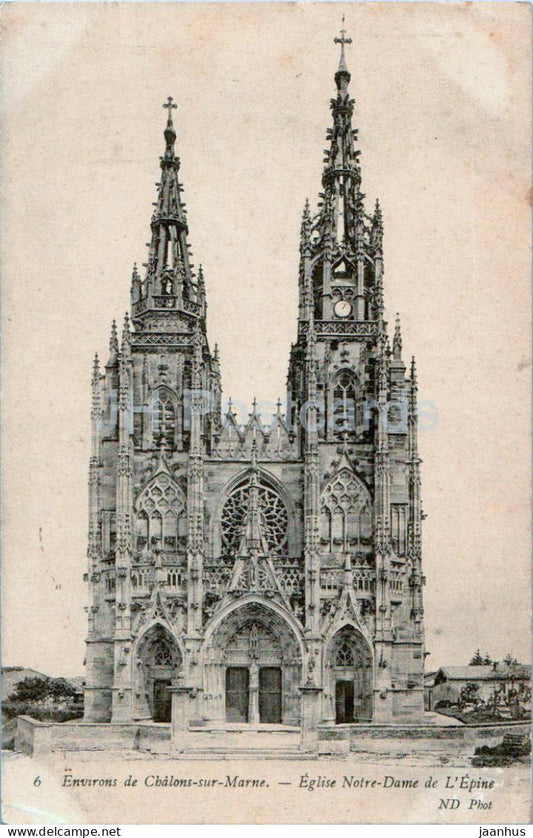 Environs de Chalons sur Marne - Eglise Notre Dame de L'Epine - 6 - cathedral - old postcard - France - used - JH Postcards