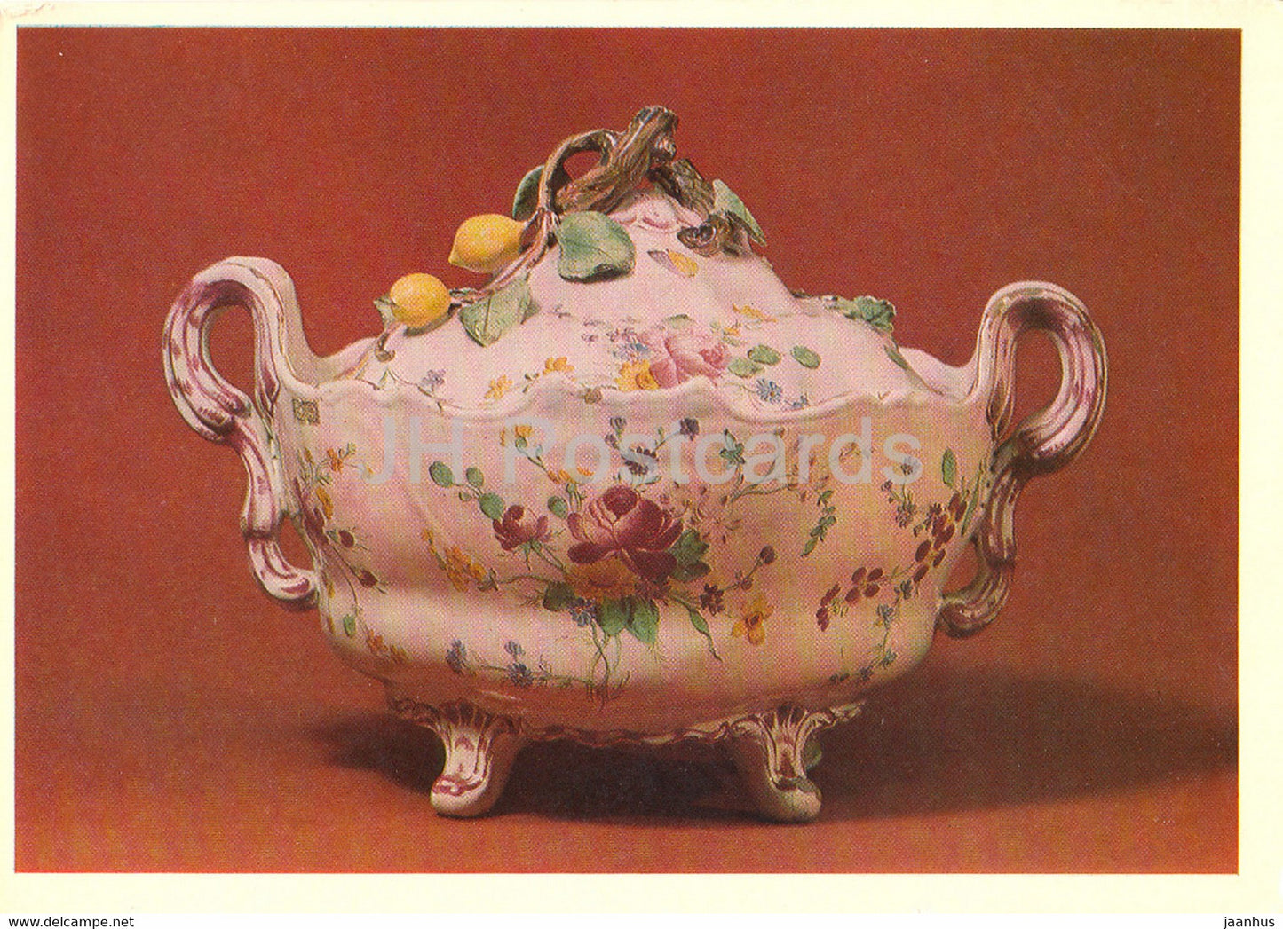 Tureen , France - painted faience - 1980 - Russia USSR - unused - JH Postcards