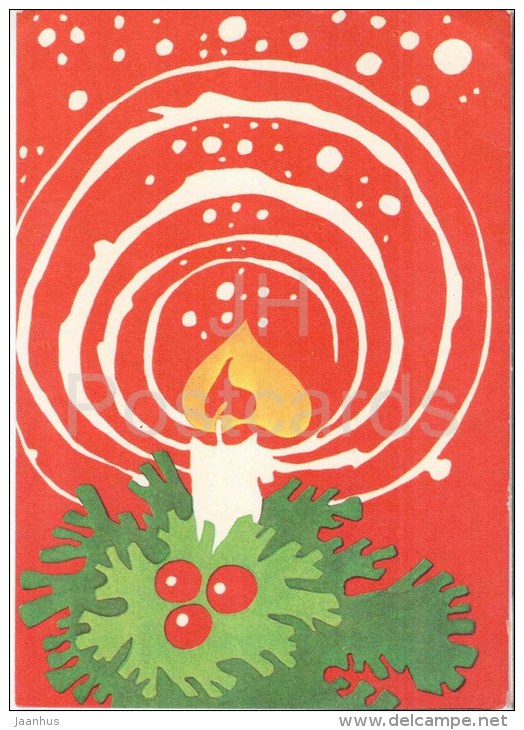 New Year Greeting card by K. Mihkla - candle - 1982 - Estonia USSR - used - JH Postcards