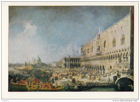 painting by Canaletto - Reception of the French ambassador in Venice , 1740s - Italian art - Russia USSR - 1984 - unused - JH Postcards