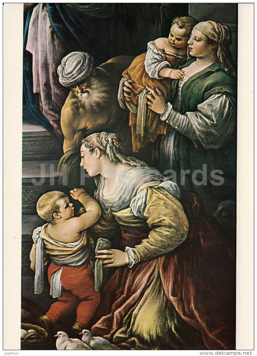 painting by Francesco da Ponte - The Sacrifice in the Temple , 1590 - Italian art - large format card - Czech - unused - JH Postcards