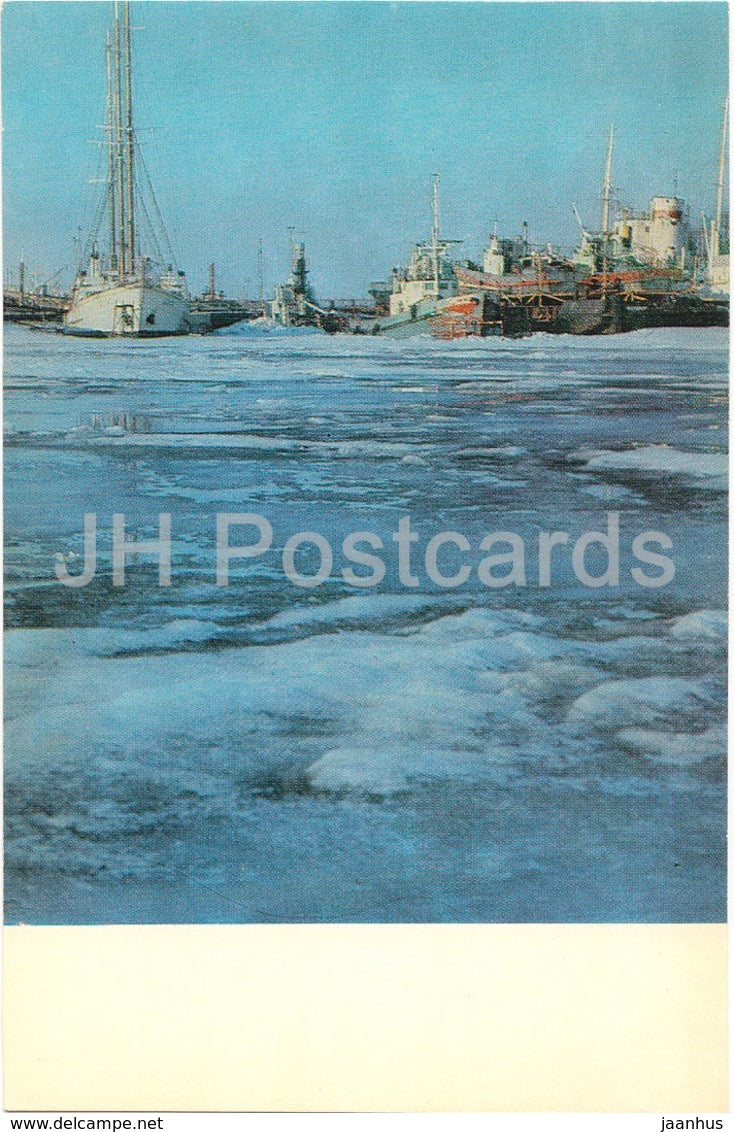 Arkhangelsk Port in the Winter - ship - White Sea Region - 1974 - Russia USSR - unused - JH Postcards