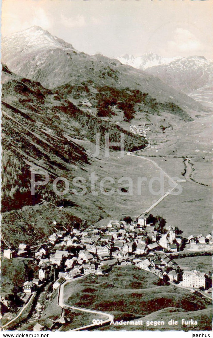 Andermatt gegen die Furka - Hotel Badus Andermatt - 901 - old postcard - 1943 - Switzerland - used - JH Postcards