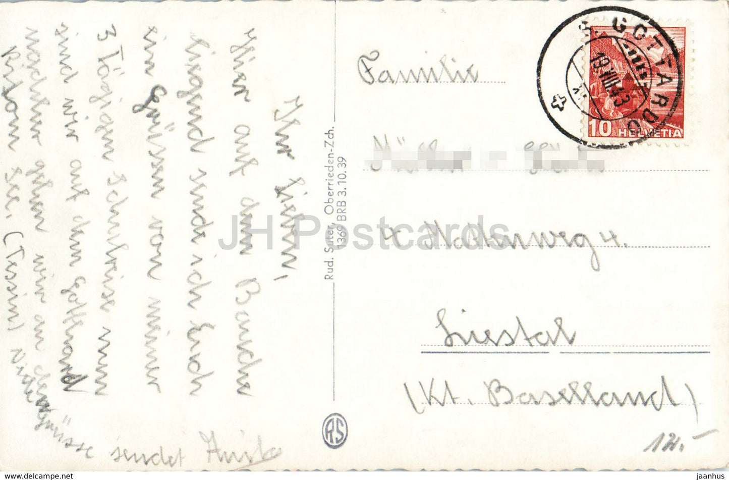 Andermatt gegen die Furka - Hotel Badus Andermatt - 901 - old postcard - 1943 - Switzerland - used