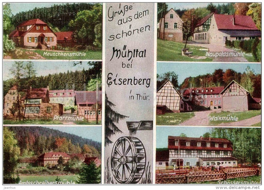 Grüsse aus dem schönen Mühltal bei Eisenberg - wassermühle - watermill - 9945 - Germany - 1970 gelaufen - JH Postcards