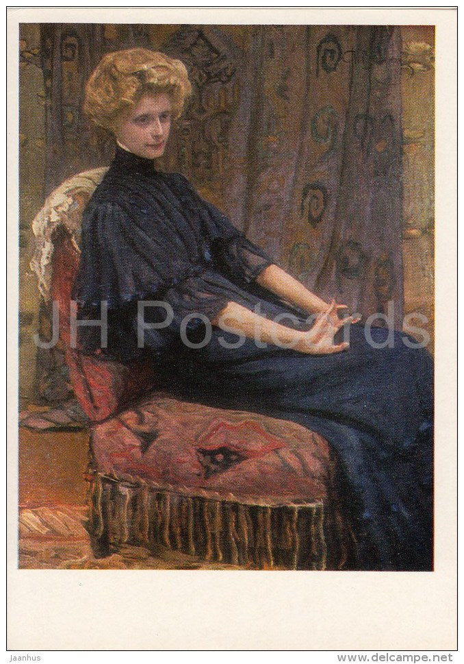 painting by A. Vakhrameev - Portrait of a Woman , 1910s - Russian art - 1982 - Russia USSR - unused - JH Postcards