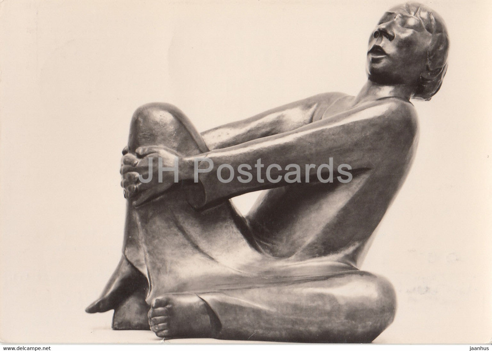 sculpture by Ernst Barlach - Singender Mann - Singing Man - German art - 1966 - Germany - used - JH Postcards