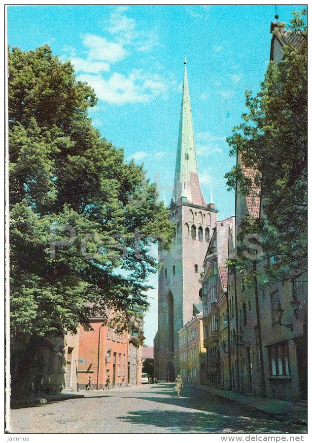 Lai street - Oleviste Church - Old Town - Tallinn - postal stationery - 1982 - Estonia USSR - unused - JH Postcards