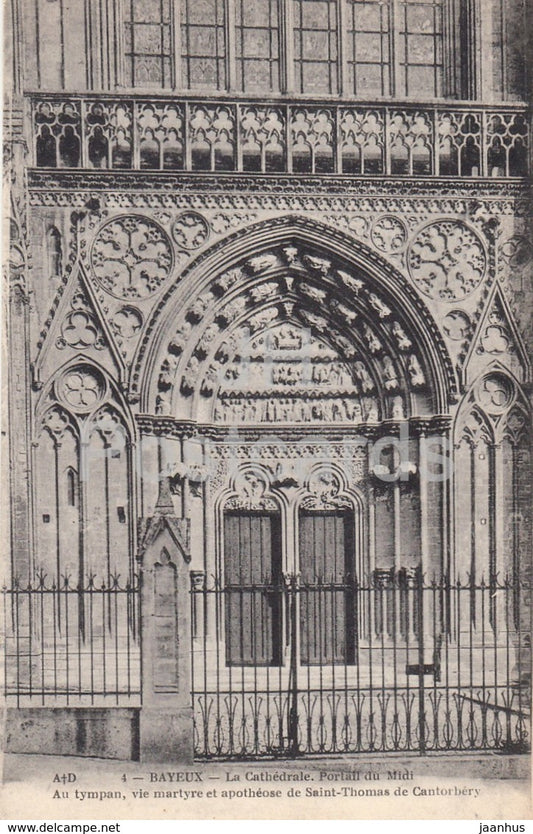 Bayeux - La Cathedrale - Portail du Midi - cathedral - 4 - old postcard - 1905 - France - unused