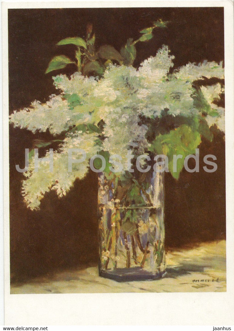 painting by Edouard Manet - Der Fliederstrauss - flowers - French art - Germany DDR - unused - JH Postcards