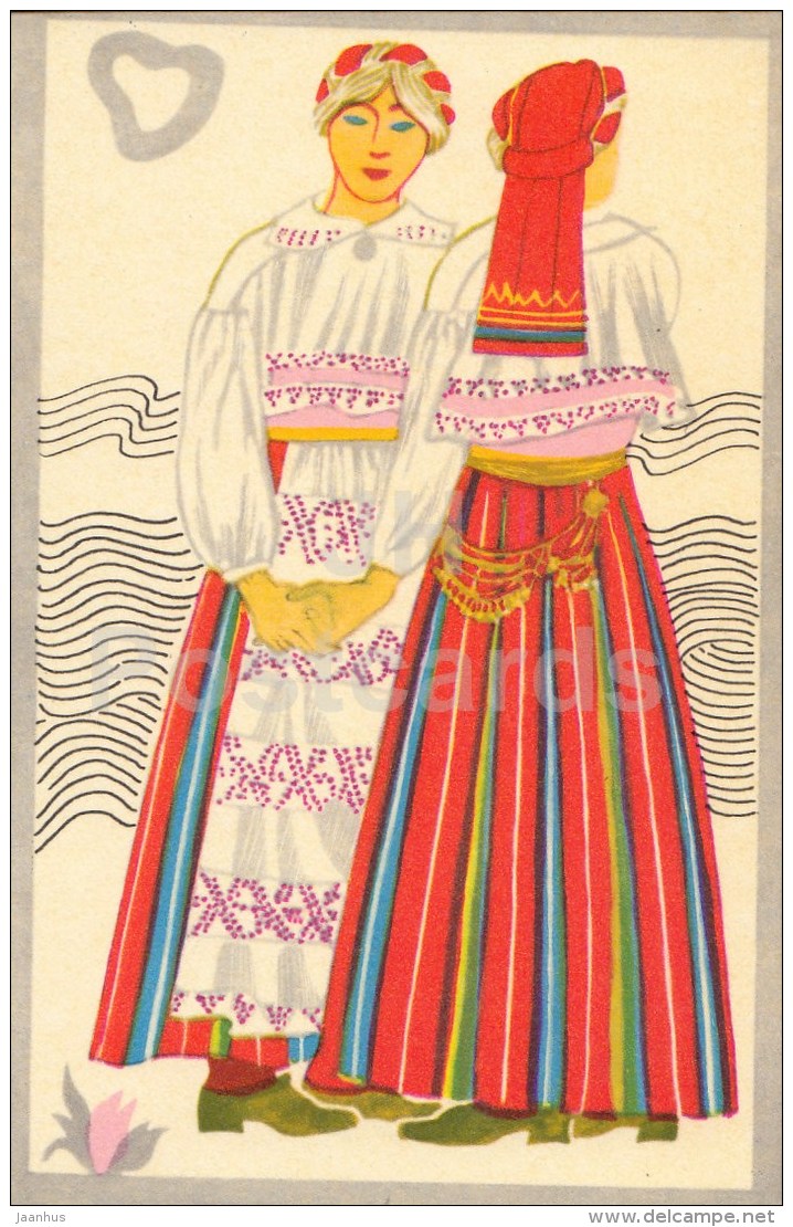 Hiiumaa island Pühalepa - Folk Costumes of Estonian Islands - national costumes - 1973 - Estonia USSR - unused - JH Postcards