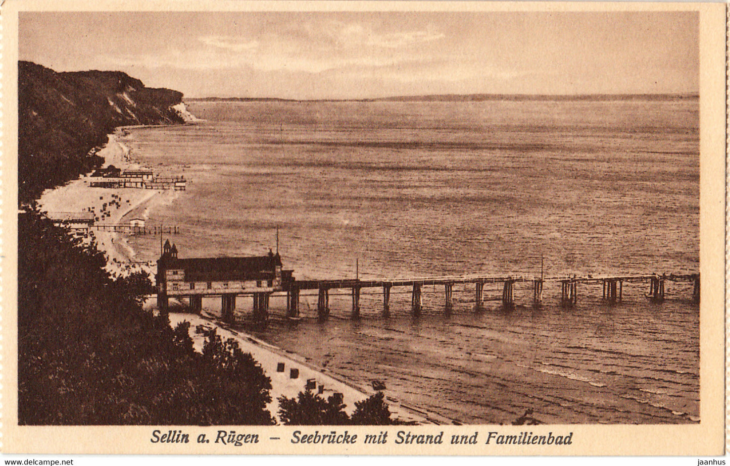 Sellin a Rugen - Seebrucke mit Strand und Familienbad - old postcard - 2170 - Germany - unused - JH Postcards