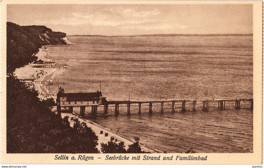 Sellin a Rugen - Seebrucke mit Strand und Familienbad - old postcard - 2170 - Germany - unused - JH Postcards