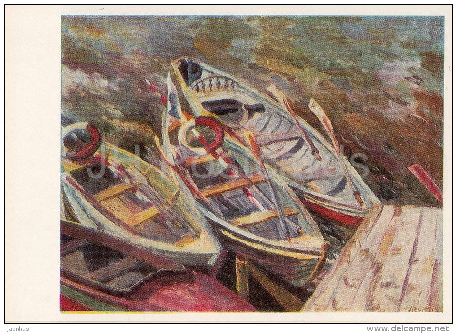 painting by A. Lentulov - Boats , 1935 - Russian art - 1982 - Russia USSR - unused - JH Postcards