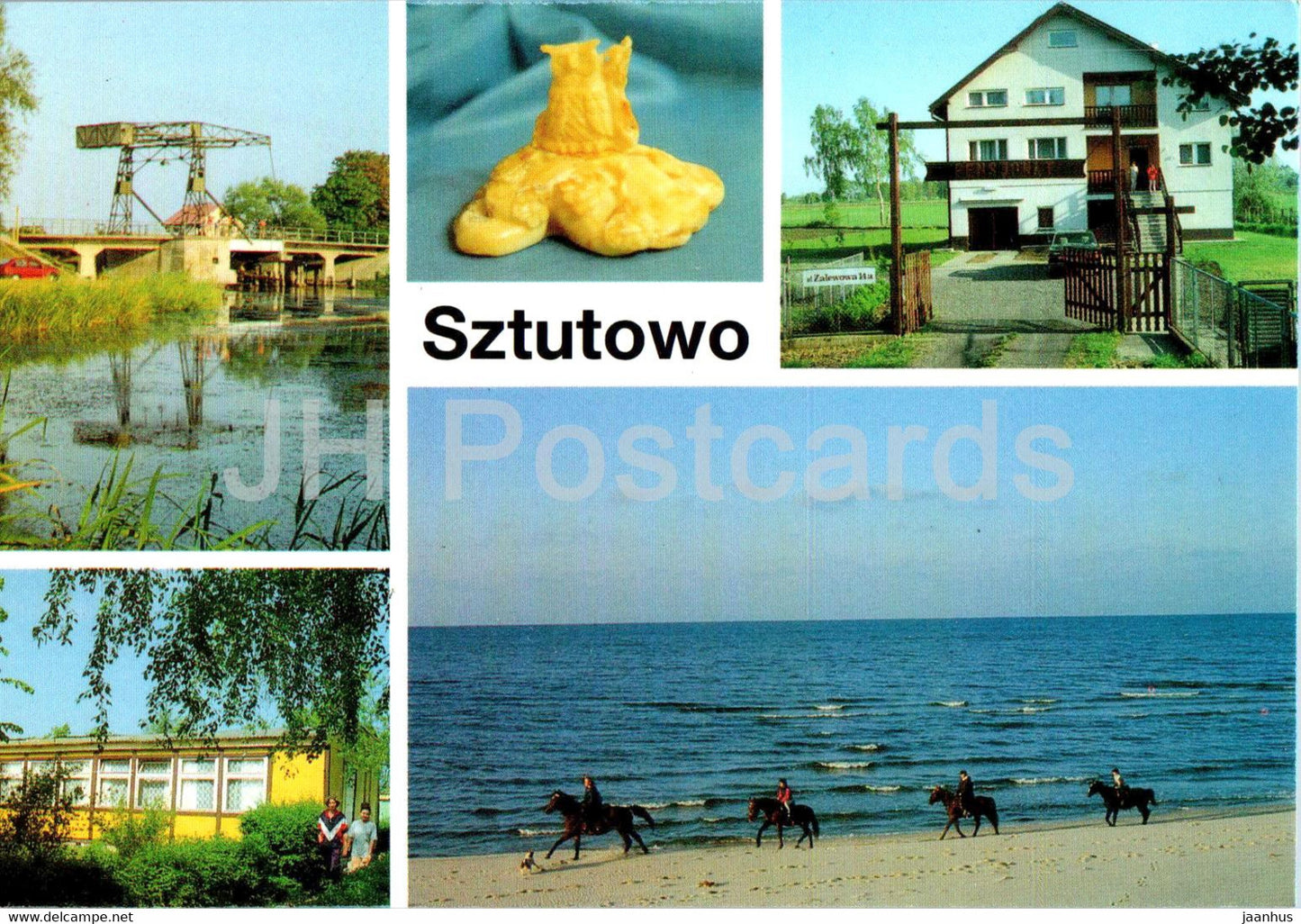 Sztutowo - Most zwodzony - pensjonat Karola - OKW Malagocki - Plaza - boarding house Karol - multiview - Poland - unused - JH Postcards