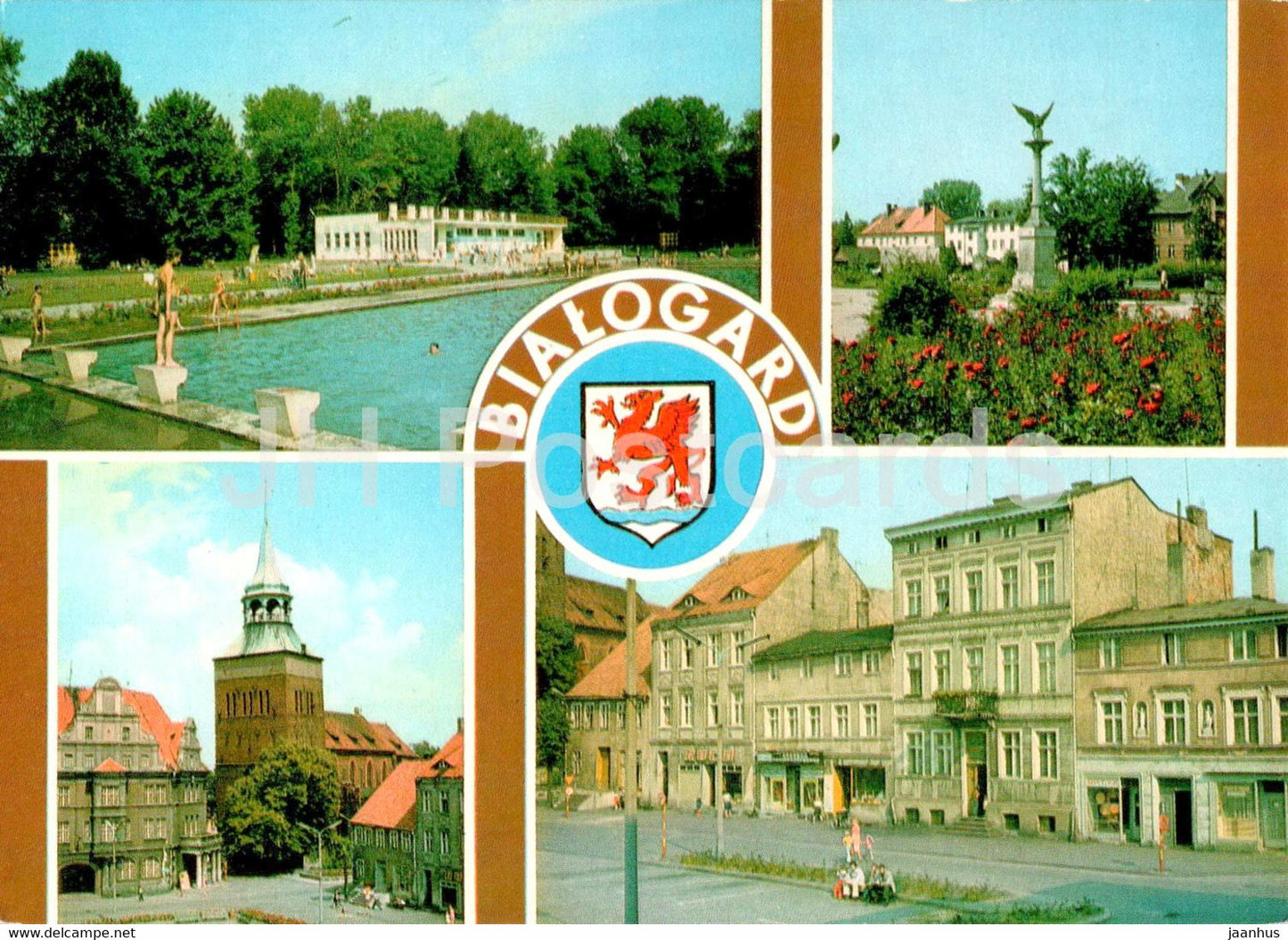 Bialogard - Basen kapielowy - Pomnik Wdziecznosci - Kosciol Mariacki - swimming pool - multiview - Poland - unused - JH Postcards