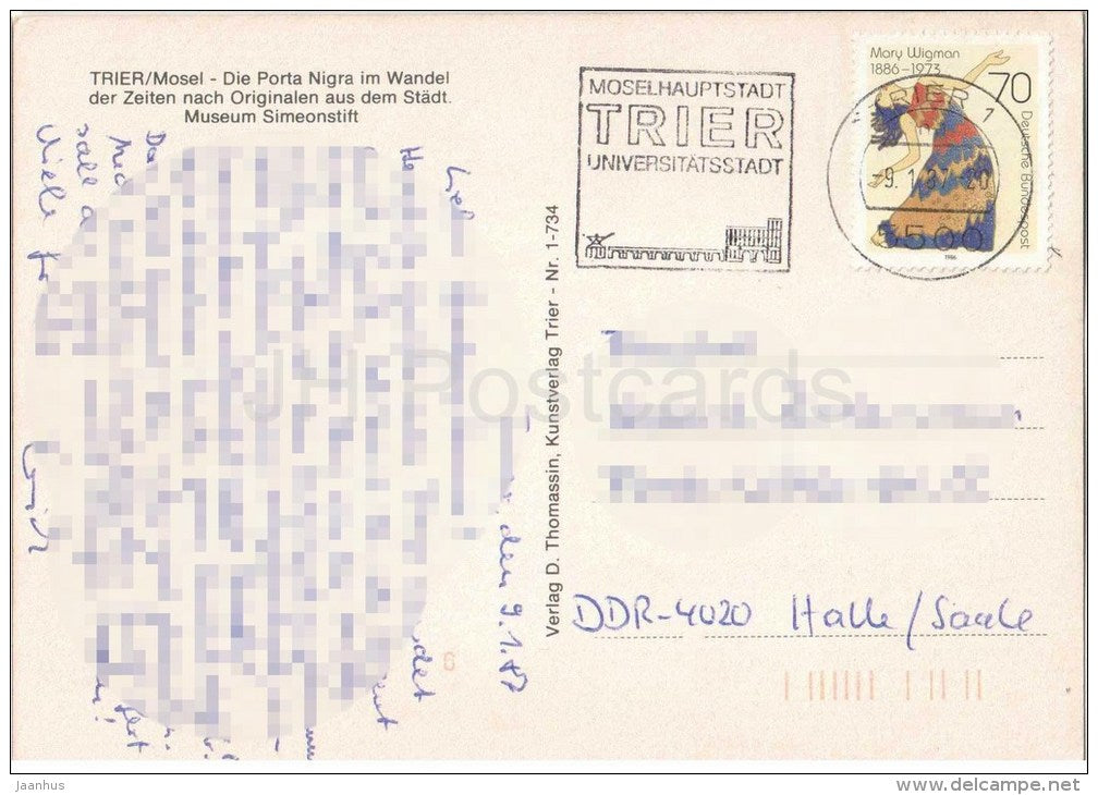 1984-2000 Jahre Stadt Trier , Mosel - Die Porta Nigra - Germany - 1987 gelaufen - JH Postcards