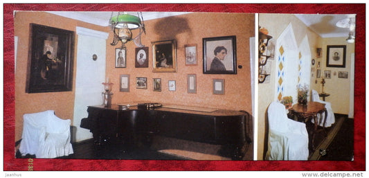 Anton Chekhov museum in Melikhovo - living room - Pushkin room - piano - 1984 - Russia - USSR - unused - JH Postcards