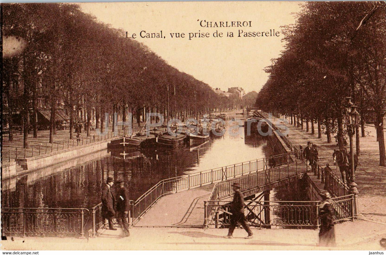 Charleroi - Le Canal vue prise de la Passerelle - boat - old postcard - Belgium - unused - JH Postcards