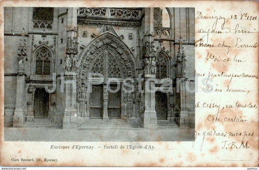 Environs d'Epernay - Portail de l'Eglise d'Ay - church - old postcard - 1901 - France - used - JH Postcards