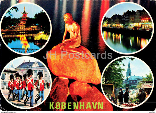 Copenhagen - The Little Mermaid - Guard - City views - multiview - 1972 - Denmark - used - JH Postcards