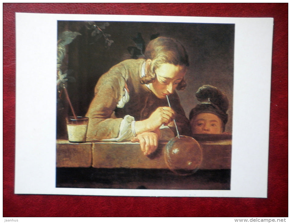 painting by Jean-Baptiste-Siméon Chardin - Soap bubbles - french art - unused - JH Postcards