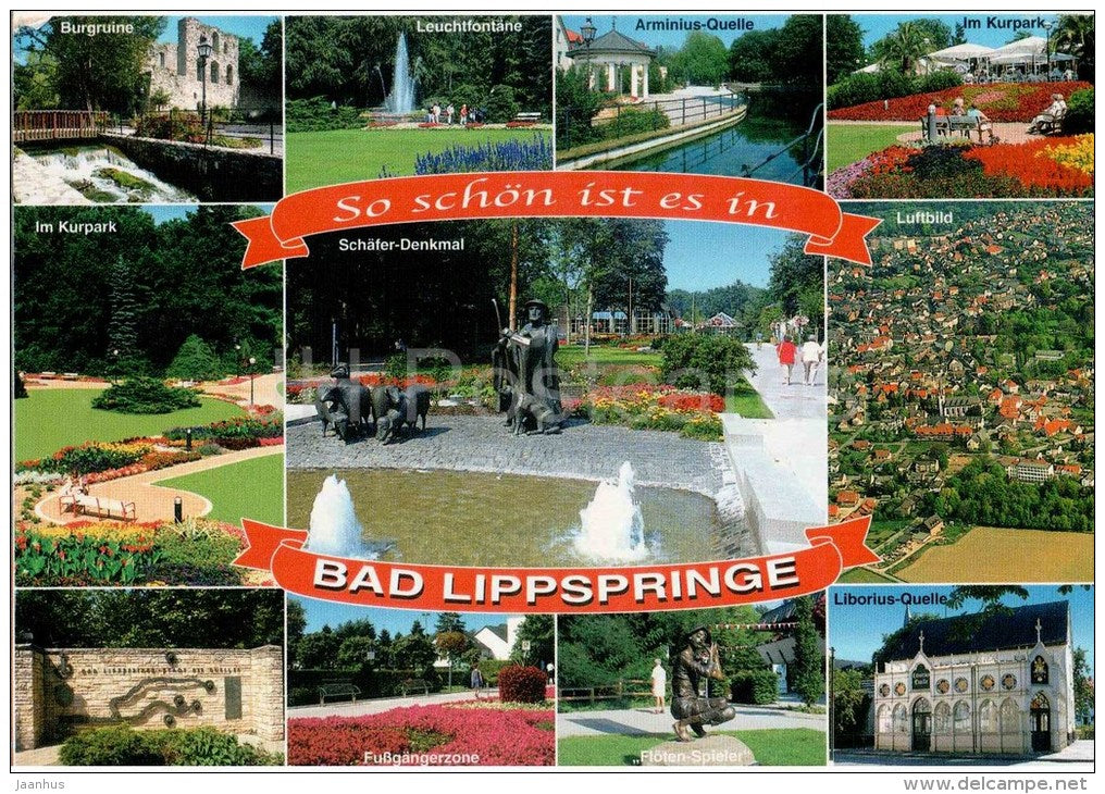 So schön ist es in Bad Lippspringe - Burgruine - Im Kurpark - Schäfer-Denkmal - 195 - Germany - 2009 gelaufen - JH Postcards