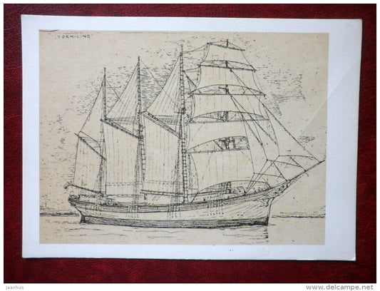 Four-masted Barquentine Tormilind - sailing ship - illustration by A. Kütt - 1979 - Estonia USSR - unused - JH Postcards